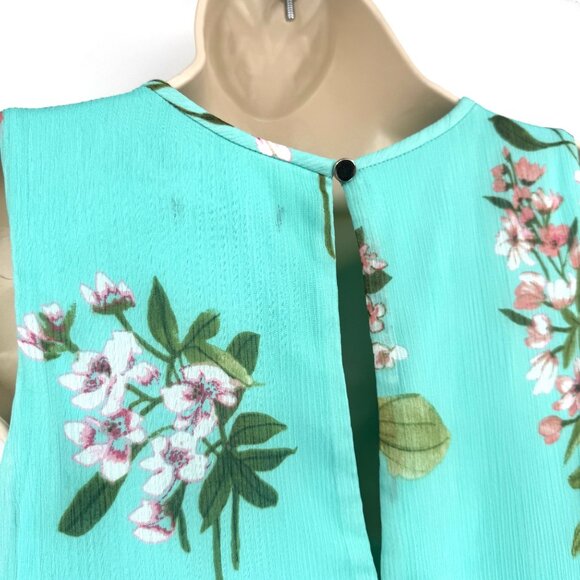 Tommy Hilfiger Womens Size 8 Green Floral Chiffon Dress A Line Sleeveless Lined - Picture 8 of 11
